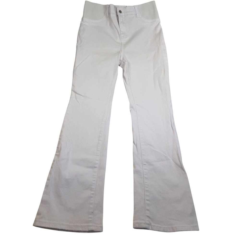 Shein White Maternity Flare Jeans High Rise Elastic Band Size Medium 6 5039